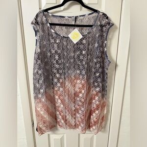 Poliana Plus Sheer Red, White, and Blue Tank 3XL